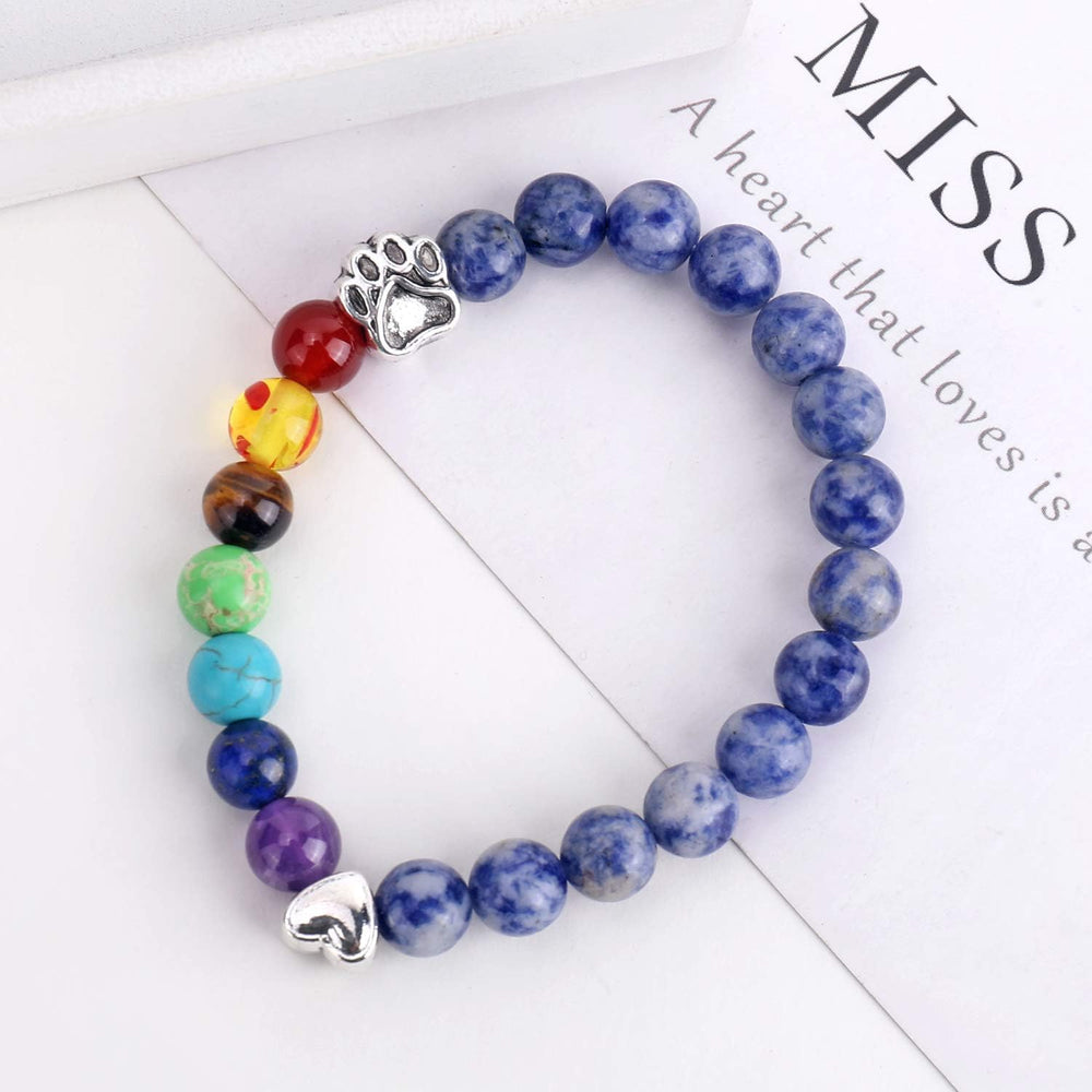 Bracelet de perles aux couleurs du pont arc-en-ciel, motif patte