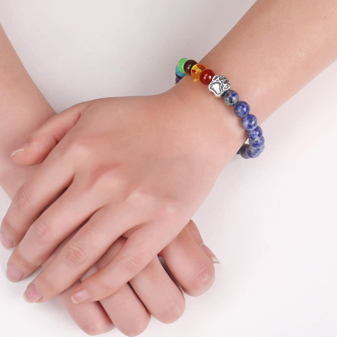 Bracelet de perles aux couleurs du pont arc-en-ciel, motif patte
