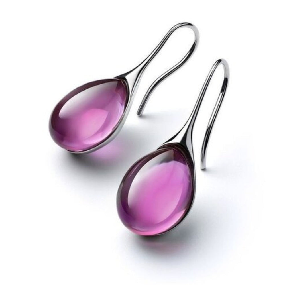 Boucles d'oreilles pendantes avec cristaux, tons or et argent