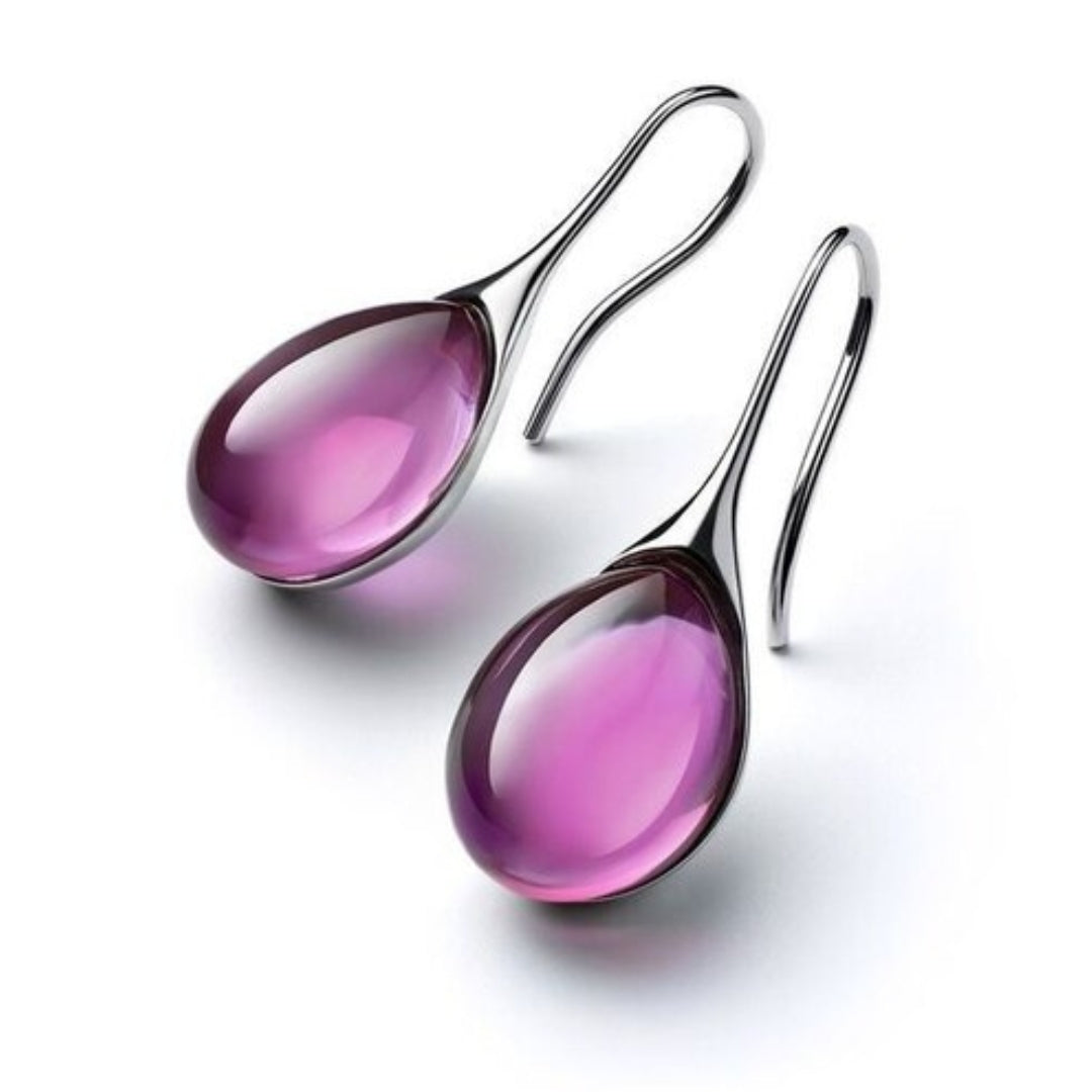 Boucles d'oreilles pendantes avec cristaux, tons or et argent