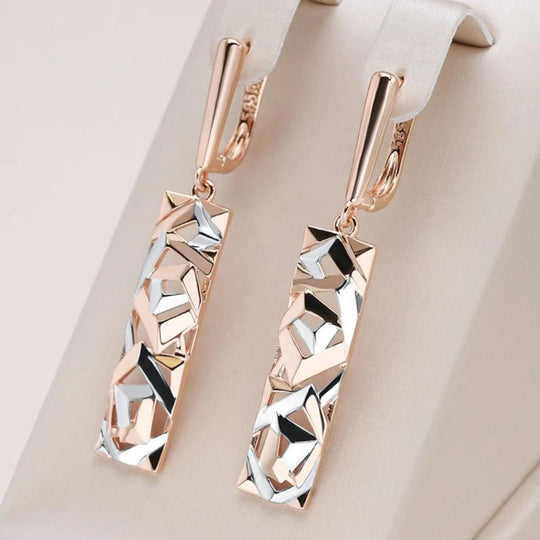 Saskia – Boucles d'oreilles pendantes géométriques, métal doré et argenté