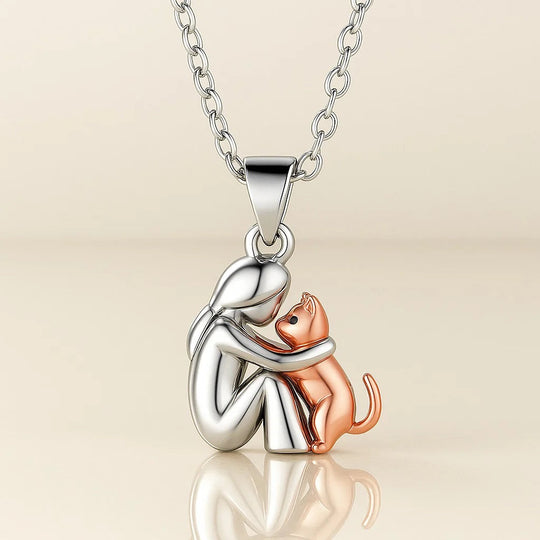 Collier motif chat et zircone