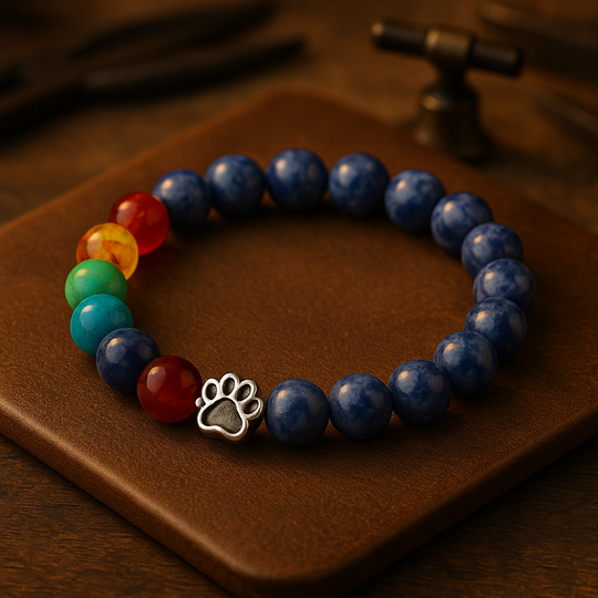 Bracelet de perles aux couleurs du pont arc-en-ciel, motif patte