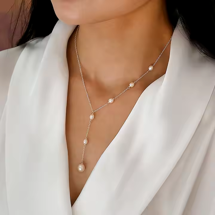 Rubis – Collier vintage avec pendentif de perles