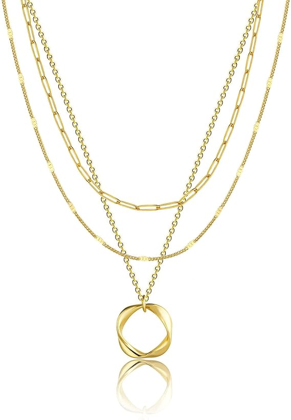 Nina – Collier vintage avec plaque dorée et pendentif