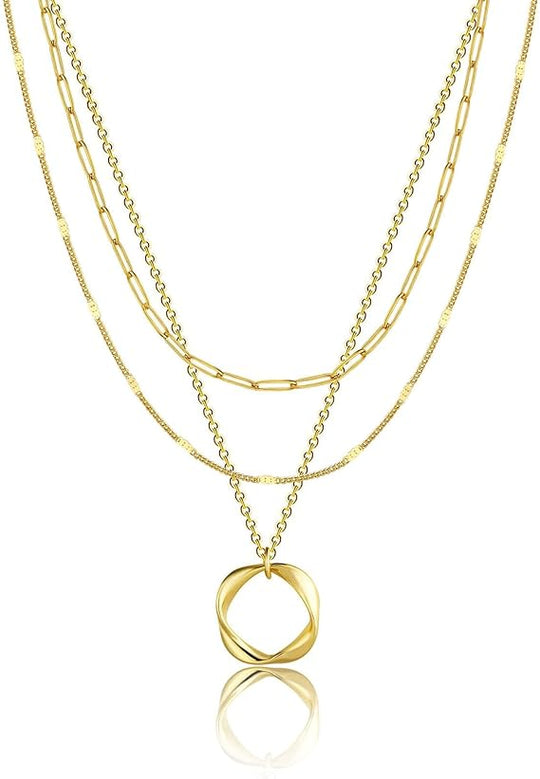 Nina – Collier vintage avec plaque dorée et pendentif