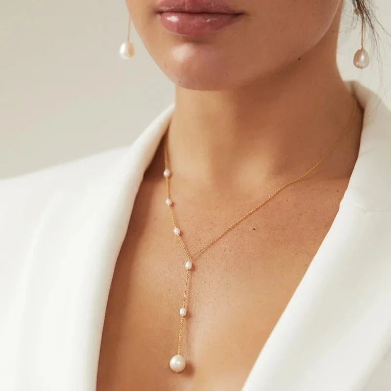Rubis – Collier vintage avec pendentif de perles