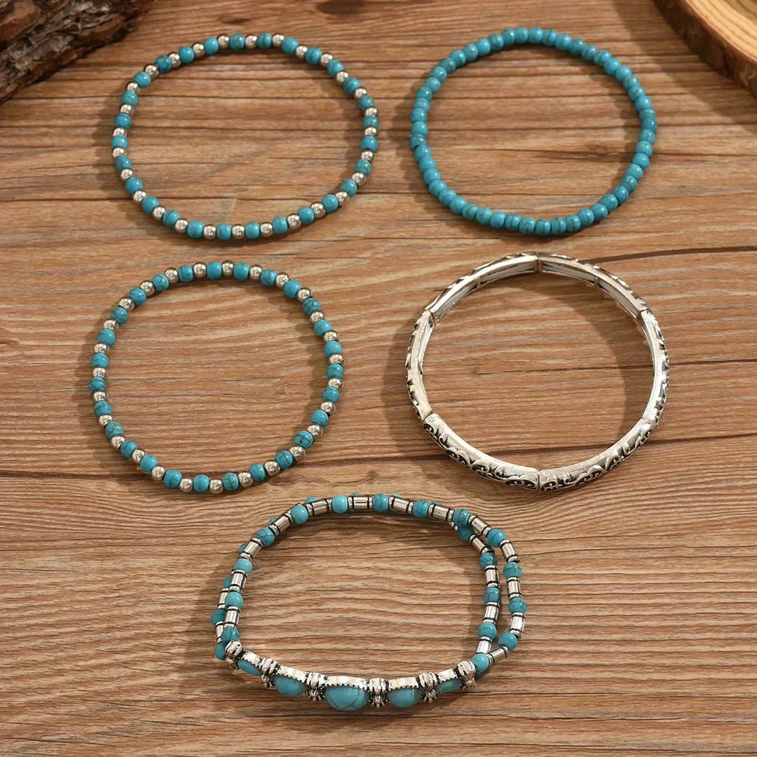 Ensemble de bracelets boho avec perles turquoise