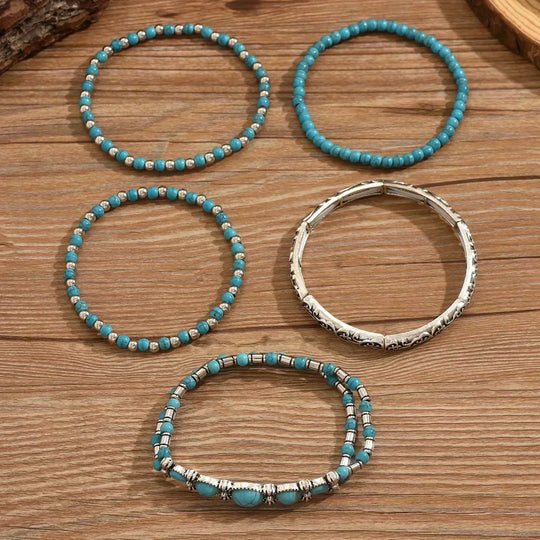 Ensemble de bracelets boho avec perles turquoise