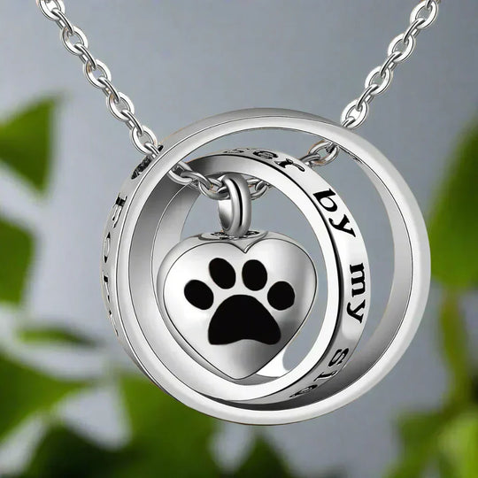 Collier souvenir empreinte de patte en acier inoxydable