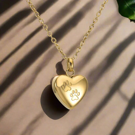 Collier souvenir en forme de cœur avec empreinte de patte