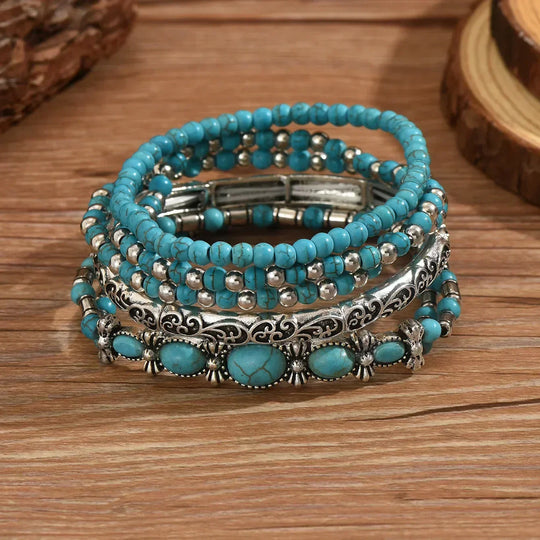 Ensemble de bracelets boho avec perles turquoise