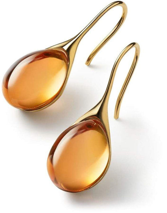 Boucles d'oreilles pendantes avec cristaux, tons or et argent