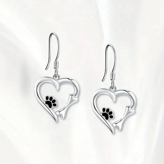 Boucles d'oreilles en argent motifs cœur et patte