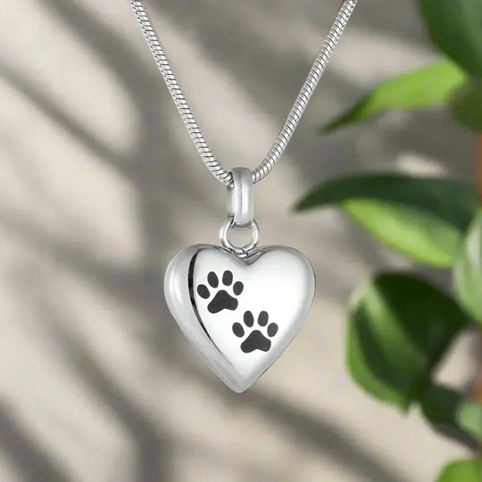 Collier souvenir en forme de cœur avec empreinte de patte
