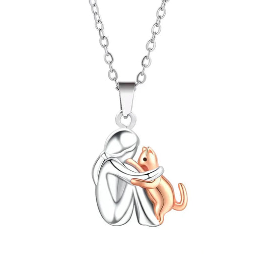 Collier motif chat et zircone