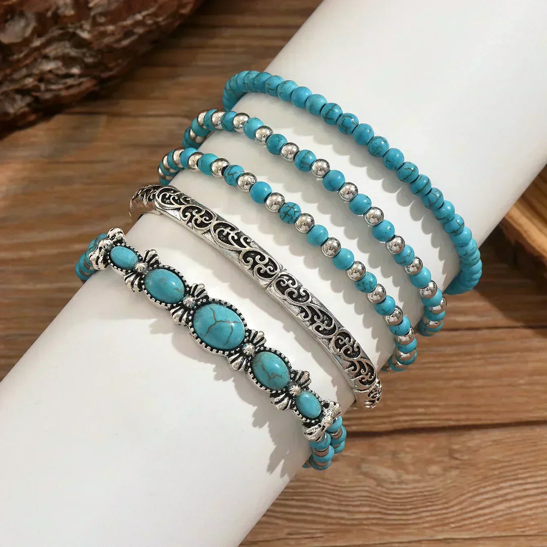 Ensemble de bracelets boho avec perles turquoise