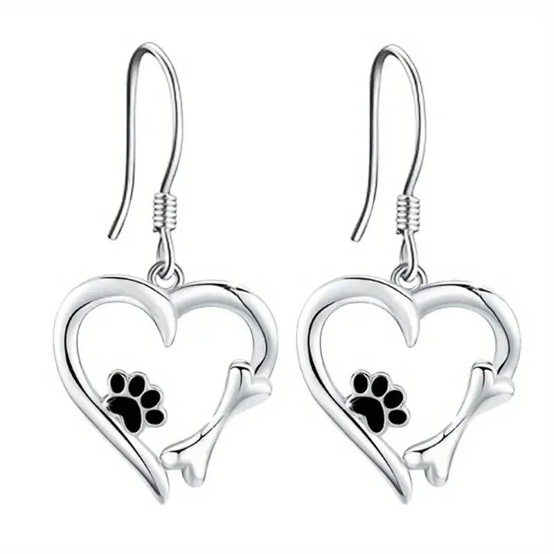 Boucles d'oreilles en argent motifs cœur et patte