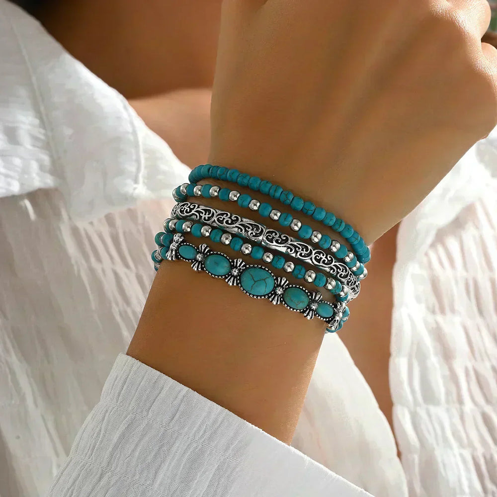 Ensemble de bracelets boho avec perles turquoise
