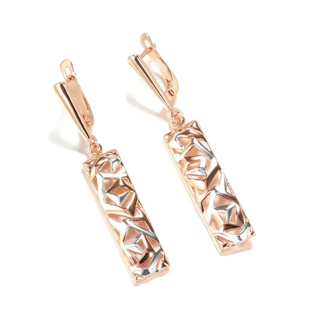 Saskia – Boucles d'oreilles pendantes géométriques, métal doré et argenté
