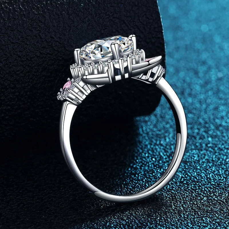 Bague ajustable oreilles de chat et zircone