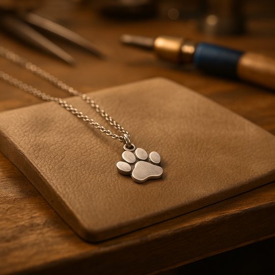 Collier élégant en argent avec empreinte de patte
