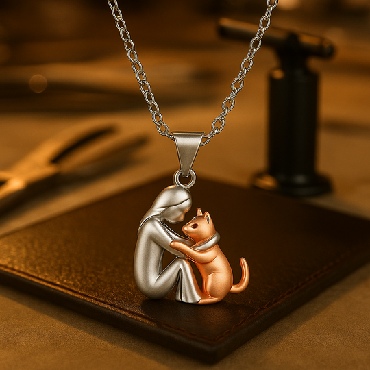 Collier motif chat et zircone