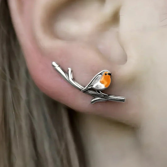 Boucles d'oreilles oiseaux style bande dessinée