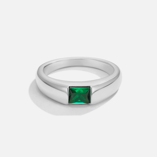 Ember – Bague en argent avec émeraude