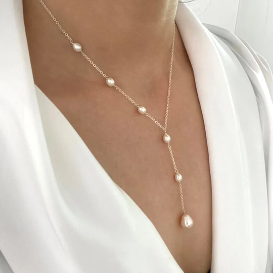 Rubis – Collier vintage avec pendentif de perles