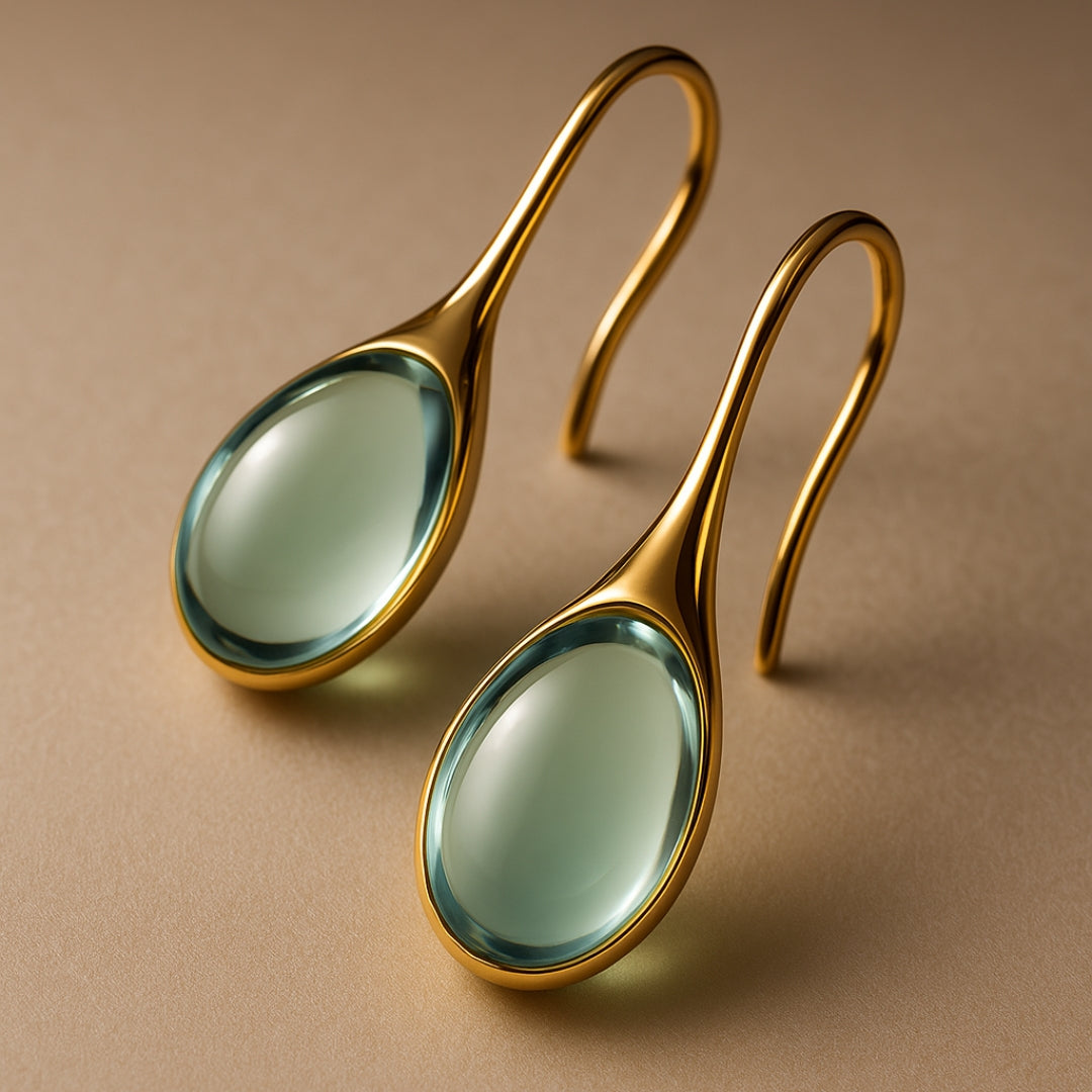 Boucles d'oreilles pendantes avec cristaux, tons or et argent