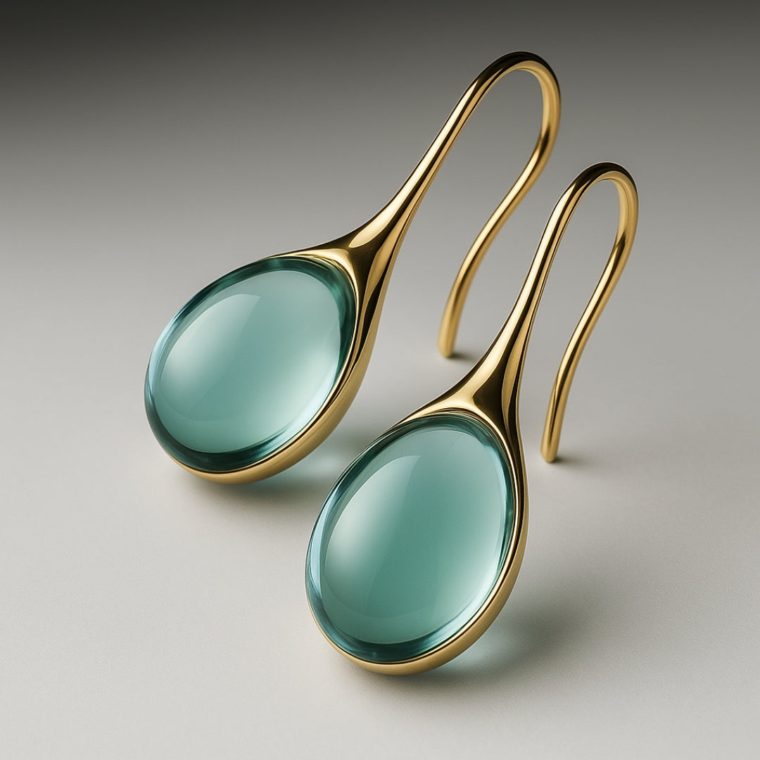 Boucles d'oreilles pendantes avec cristaux, tons or et argent